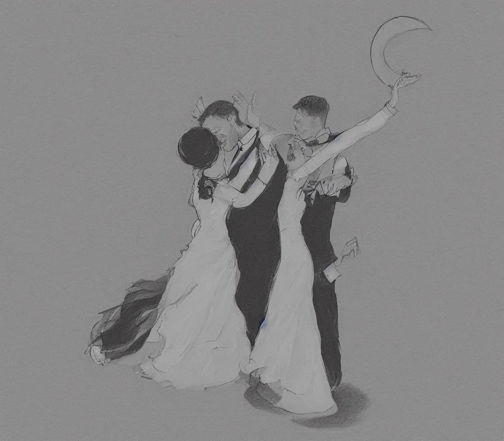 Couple dancing line drawing Acrylic Print by Mike Jory - Fine Art America