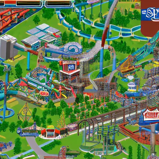 Prompt: Six Flags St. Louis in Sim City 2000