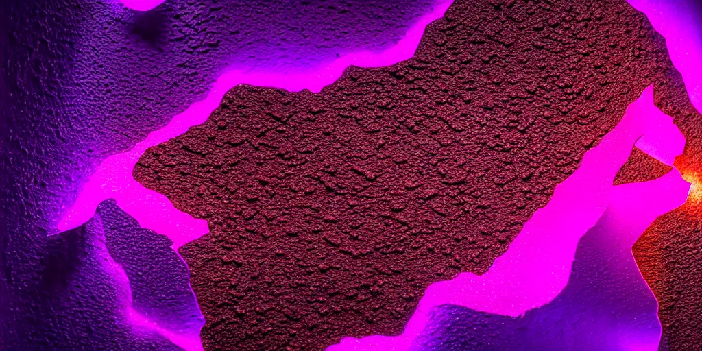 Image similar to 3D statue!!!, purple shattered paint!, glowing lava!!!, conglomerate!, slush!!, organized composition!, abstract!, black backdrop!, 4k!, award-winning photo!!!!