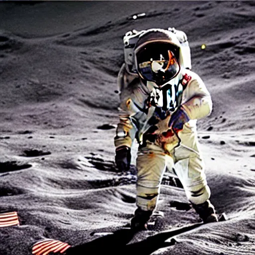 Image similar to Santa on the moon landing, 1969, realistic, detailed