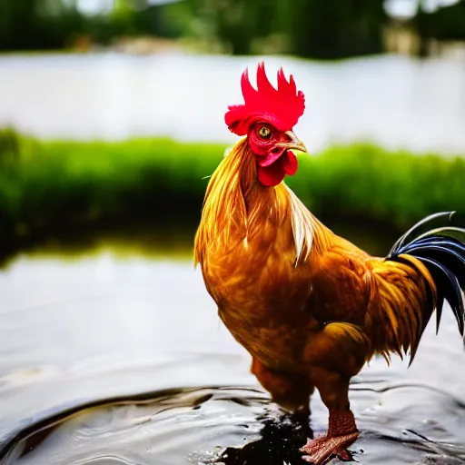 Image similar to chicken rooster standing in a pond photo bokeh depth field