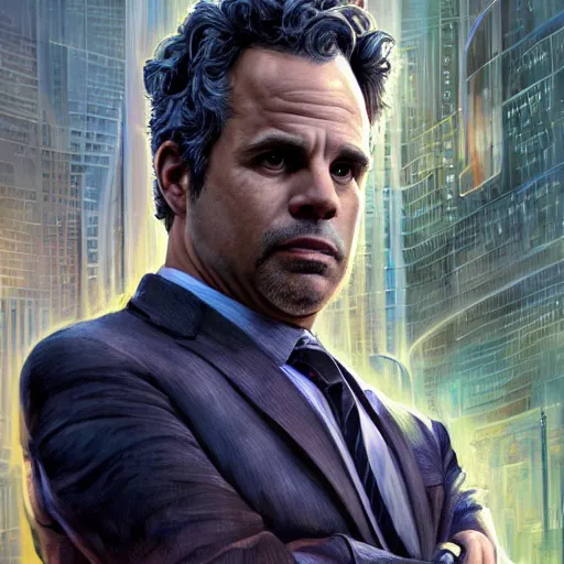 Image similar to portrait of mark ruffalo in the marvel cinematic universe, official media, official poster artwork, highly detailed, centered, solid color background, digital painting, artstation, concept art, smooth, sharp focus, illustration, donato giancola, joseph christian leyendecker, les edwards, ed repka, wlop