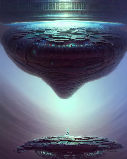 Image similar to a hyper - detailed 3 d render of dreambotmothership making concept art about itself, surrealism!!!!! surreal concept art, lifelike, photorealistic, digital painting, aesthetic, smooth, sharp focus, artstation hd, by greg rutkowski, bruce pennington, valentina remenar and asher duran,