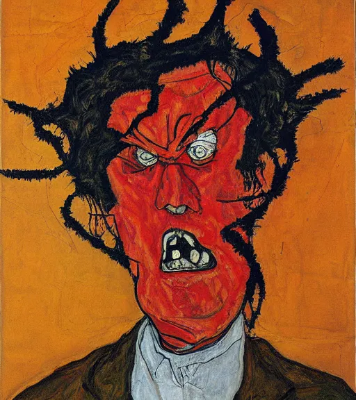 Image similar to painting of an angry donald trump by egon schiele