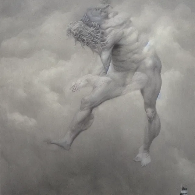 Image similar to Boreas by Zdzisław Beksiński, oil on canvas