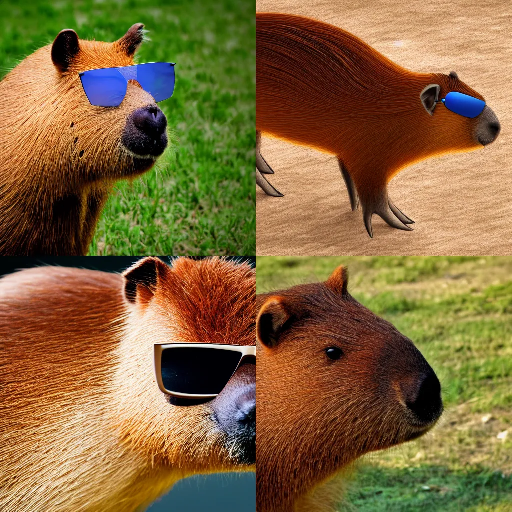 Prompt: Simple Art Of A Capybara With Sunglasses, 4K