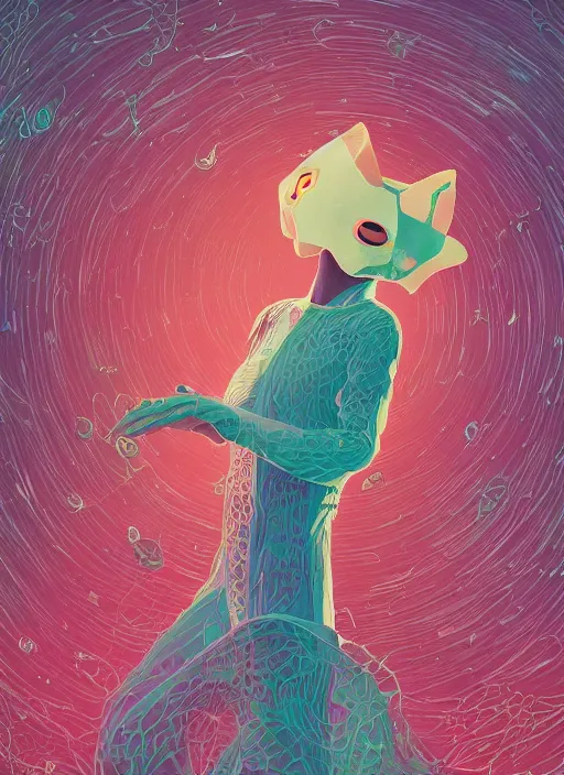 Prompt: portrait of anthropomorphic cat radiologist wearing protective leaf gown, artstation winner by victo ngai, kilian eng and by jake parker, by conrad roset, swirly vibrant color lines, winning award masterpiece, fantastically gaudy, aesthetic octane render, 8 k hd resolution