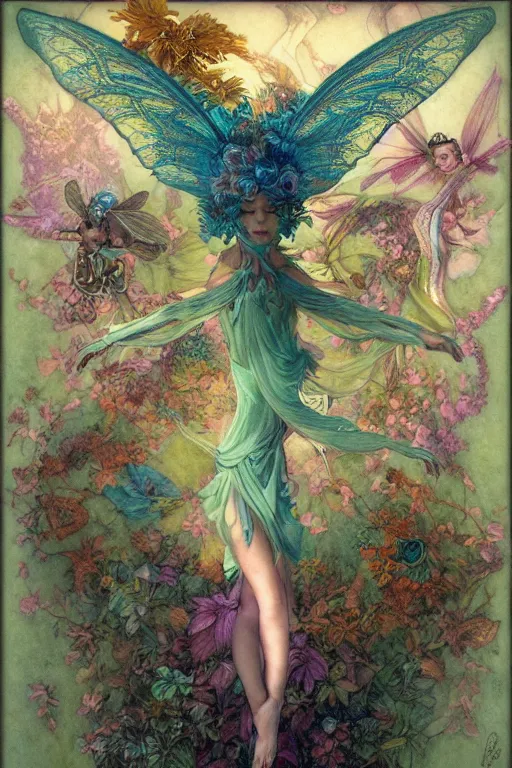 Image similar to a faerie, symmetry, vivid color, detailed, by jean - baptiste monge and maxfield parrish and artgerm