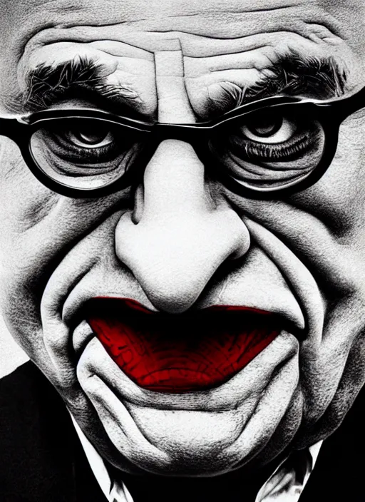 Prompt: photo of Danny Devito 2018 as the Joker by Lee Jeffries, head shot, detailed, award winning, Sony a7R, trending on artstation,
