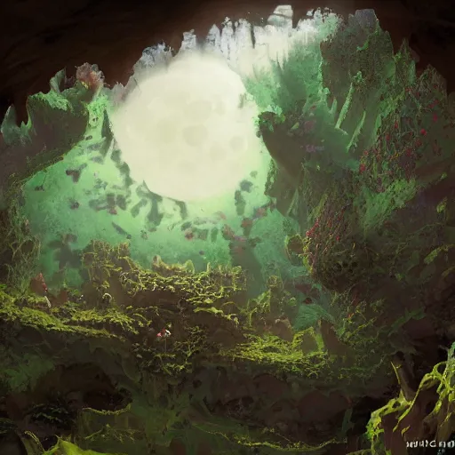 Image similar to dozens of hived hexagonal frog kappa bee necromancers in the castle keep glorious cliff moat with the crescent moon rippling above. Craig Mullins, Dylan Cole, Liang Mark, Darek Zabrocki, Finnian MacManus, Sung Choi, Ruan jia, Albert Bierstadt Greg Rutkowski, Cinematic Keyframe Environmental & Architectural Design Concept Art, Trending on ArtStation