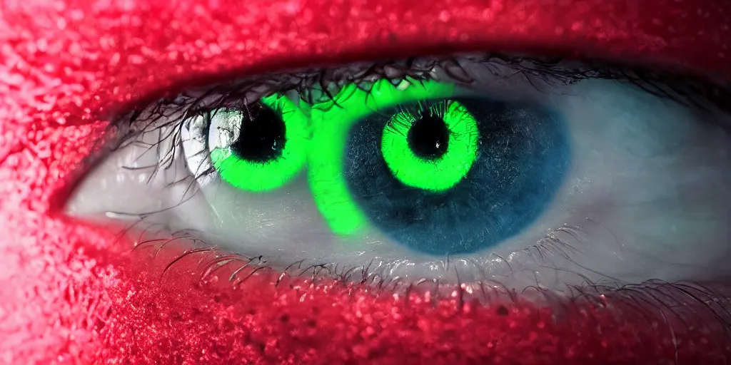 Prompt: an extreme close - up portrait of a neon glowing human eye, photographic filter, unreal engine 5, realistic, hyperdetailed, 8 k, cinematic, volumetric lighting, very realistic effect, hd, hdr, 4 k, sharp focus, octane render, ultra detailed, high resolution, trending on artstation in the style of albert dros glowing rich colors powerful imagery