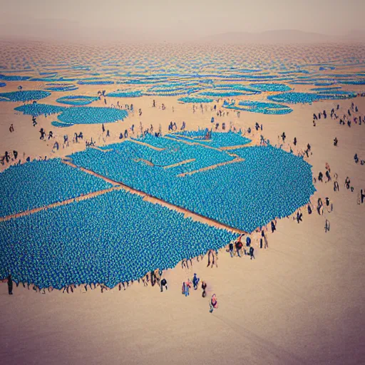 Image similar to highly detailed art of burning man festival full of cornflowers by Beeple