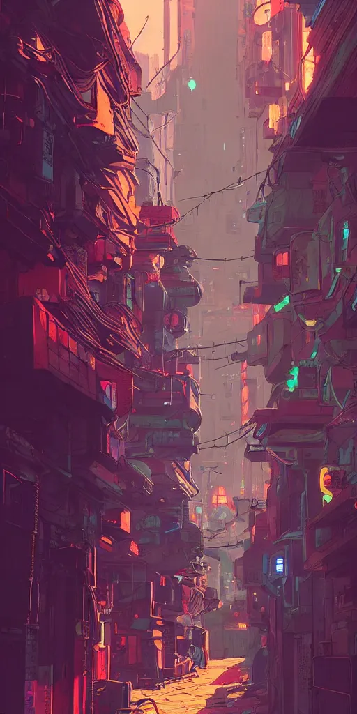 Image similar to cyberpunk alley, detailed, cel shaded, by makoto shinkai and moebius and anton fadeev and james gurney,