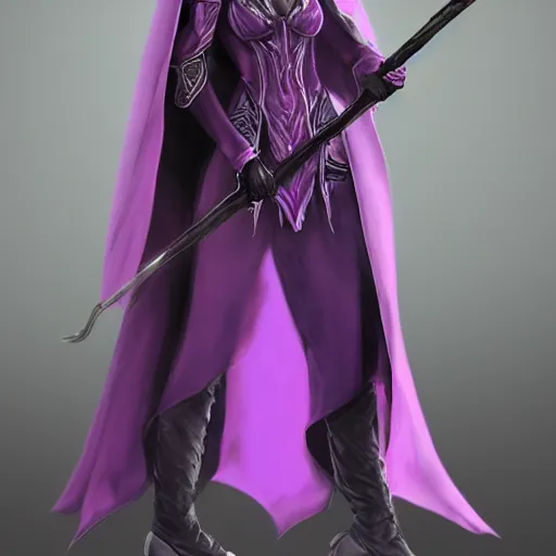 Image similar to female warlock long hood cloak purple, fighting monster with magic, 8 k, trending on artstation by tooth wu