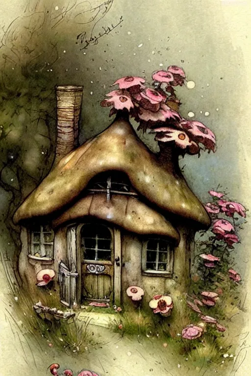 Prompt: (((((1950s fairy tale cottage . muted colors.))))) by Jean-Baptiste Monge !!!!!!!!!!!!!!!!!!!!!!!!!!!