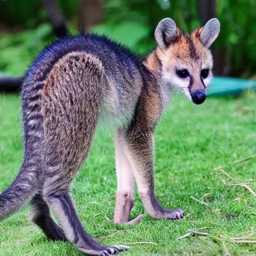 Prompt: real picture of baby thylacine in a zoo