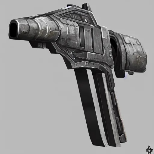 Image similar to weapon design, a handsome pistol, colossal sci fi artillery weapon, concept art, artstation, unreal engine