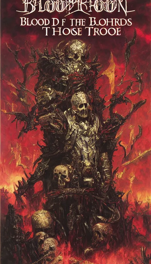 Image similar to Blood for the blood god, Skulls for the skull throne by Adrian Smith and Delphin Enjolras and Ilya Repin