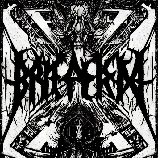 Prompt: black metal band font, unreadable