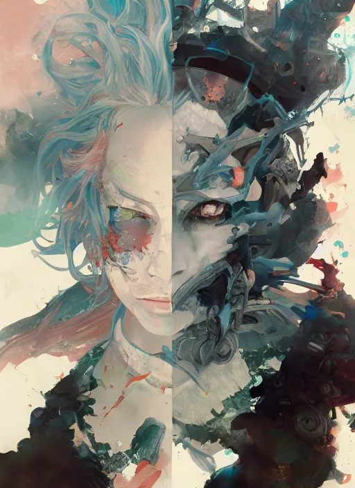 Image similar to surreal gouache painting, by yoshitaka amano, by ruan jia, by Conrad roset, by good smile company, detailed anime 3d render of guara lobo, Guara, Lobo, portrait, cgsociety, artstation, rococo mechanical, Digital reality, dieselpunk atmosphere