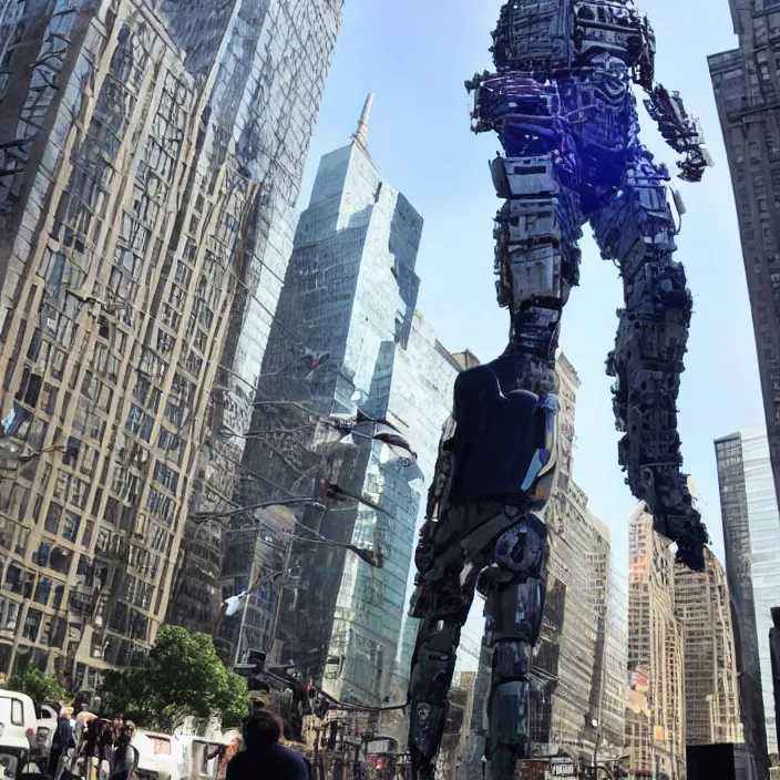 Image similar to Giant Joe Biden Cyborg, Attacking NYC