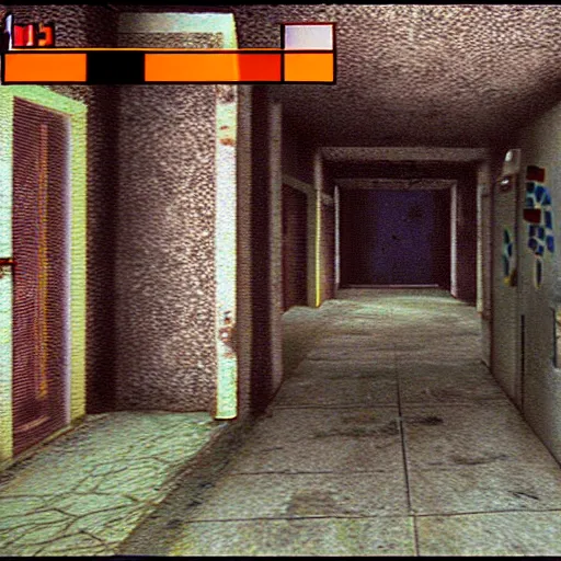 Image similar to vhs horror video game screenshot on ps 1 game, playstation 1 game, third person, horror