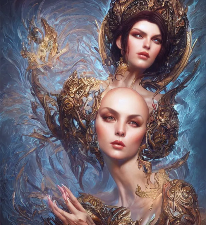 Image similar to unreal engine render + a goddess, smooth, coherent, high detailed, by Karol Bak, featured on artstation, instagram HD, unreal engine