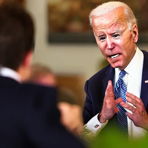 Prompt: Joe Biden Yelling at Lime on table