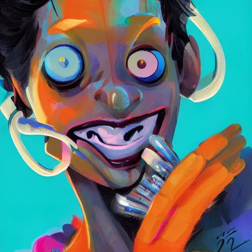 Image similar to colorful illustration of jazz, by zac retz james jean and junji ito