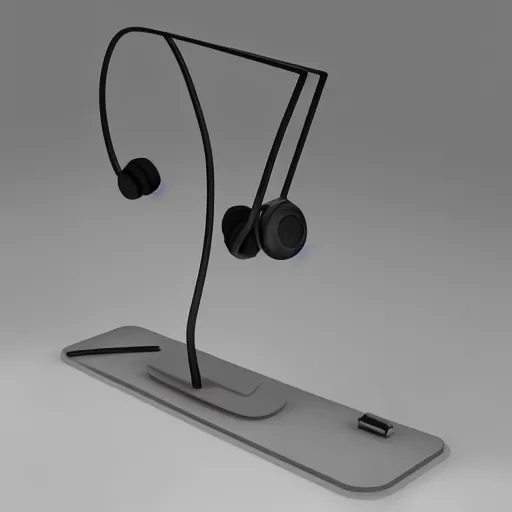 Prompt: headphone stand!!!!, futuristic, techno, cyberpunk, product design, 3 d render, concept, fun, swag