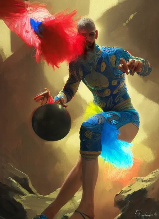 Image similar to digital _ painting _ of _ person juggling colourful _ by _ filipe _ pagliuso _ and _ justin _ gerard _ symmetric _ fantasy _ highly _ detailed _ realistic _ intricate _ port