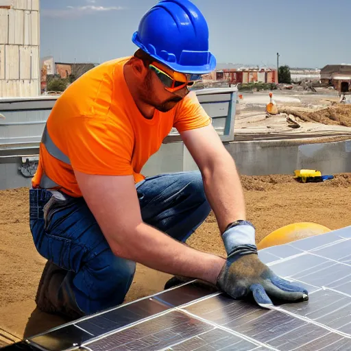 Image similar to Construction worker building the solar system