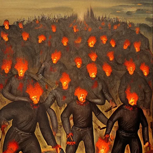 Image similar to nathan fielder walking around hell!!!!!!! dante's inferno!!! medieval painting, oil painting