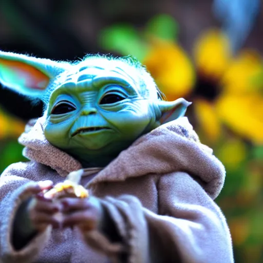 Prompt: baby yoda in a bumble bee costume, 8k selfie photograph