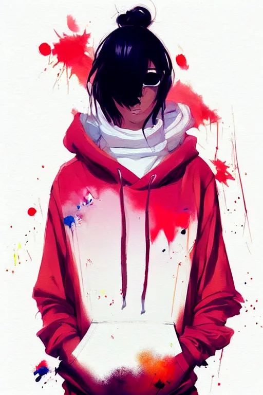 Image similar to a ultradetailed painting of a stylish girl in a oversized hoodie and sneakers by conrad roset, greg rutkowski and makoto shinkai trending on artstation