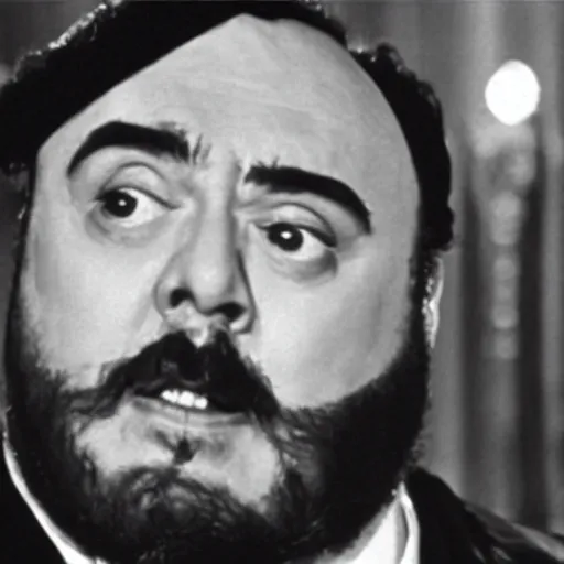 Image similar to film still of luciano pavarotti as kane giving a speech in citizen kane 1 9 4 1