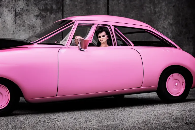 Image similar to Elegant photography of the pink panther car