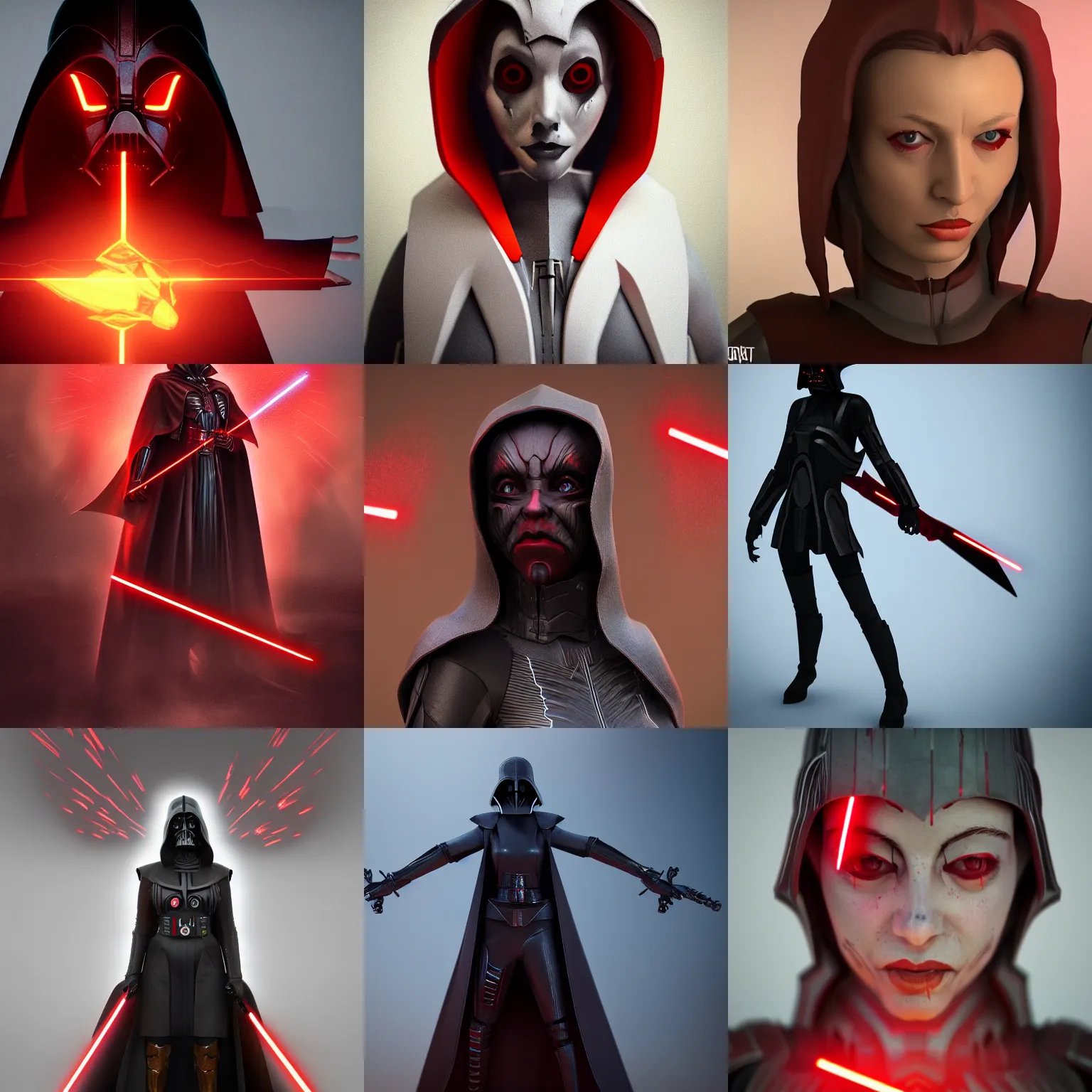 Prompt: Sith Lord Willow Rosenberg, endgame boss, 3d unreal render, lightroom, octane, trending on ArtStation