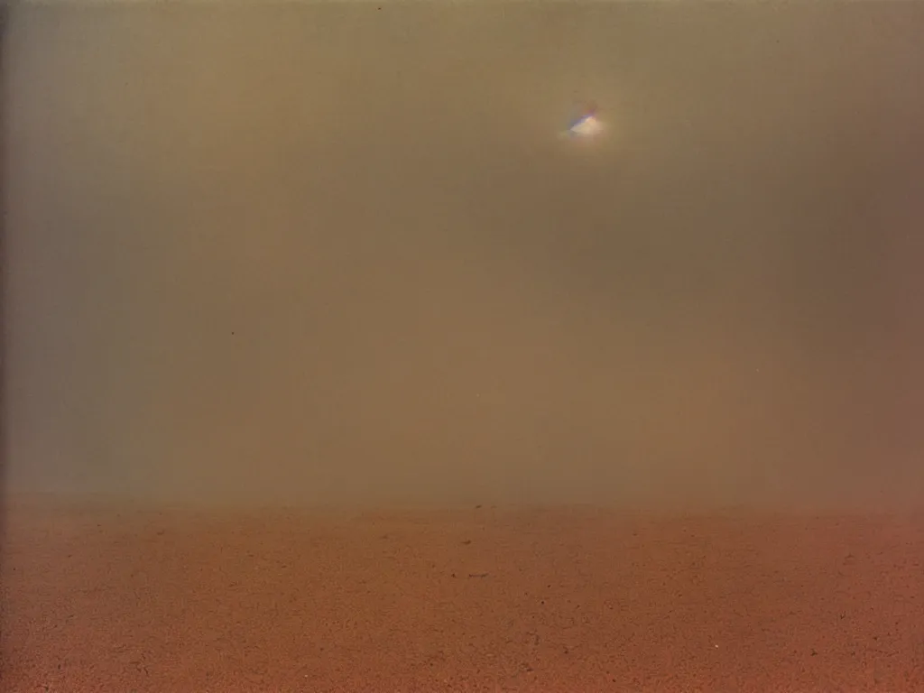 Image similar to autochrome of a dust storm in desert in the style of Straylight and Dune by Villeneuve