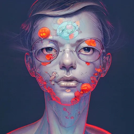 Image similar to prompt : figurative unique portrait soft light painted by james jean and katsuhiro otomo and erik jones, inspired by akira anime, smooth face feature, intricate oil painting, high detail illustration, sharp high detail, manga and anime 1 9 9 9