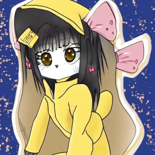 Image similar to anime styled kitten in gold suit