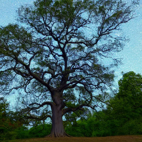 Image similar to crystal oak tree, phosphorescent skin, nacreous flare