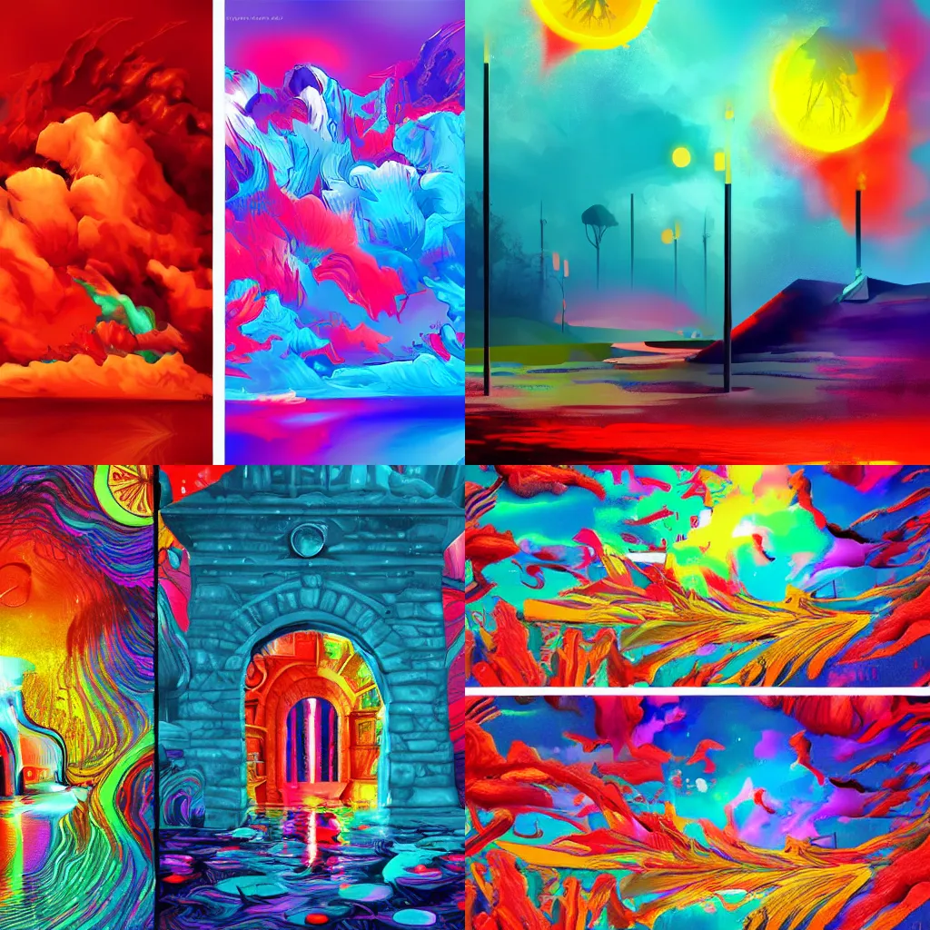 Prompt: the contrast between cold and hot, imagined by an artist using vibrant colors, digital art