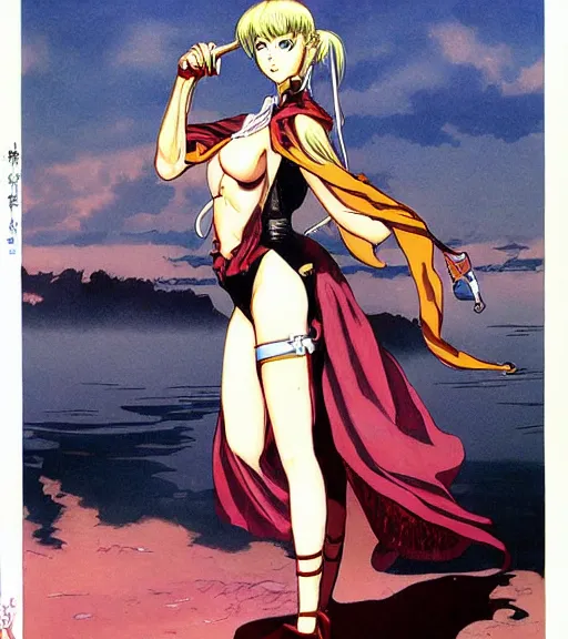 Image similar to hal foster painting of an anime woman