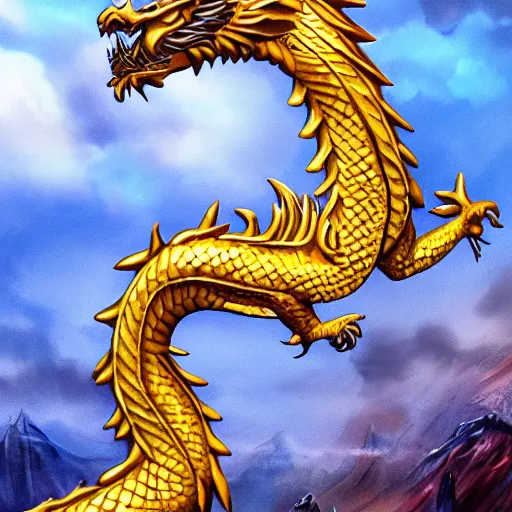 Prompt: a majestic golden dragon, hd, 4k, trending on artstation, award winning, 8k, 4k, 4k, 4k, very very very detailed, high quality childrens drawing