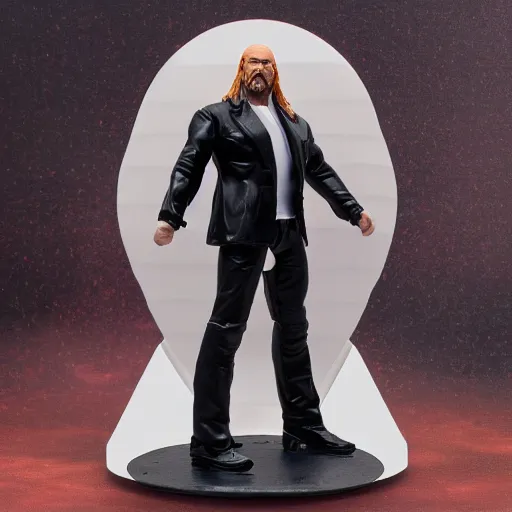 Image similar to Full body shot of a Triple H vinyl figure as a villain, white background, 3d, high quality, depth of field, high contrast, 8k, concept art, smooth, sharp focus, highly detailed, wrestling, WWE