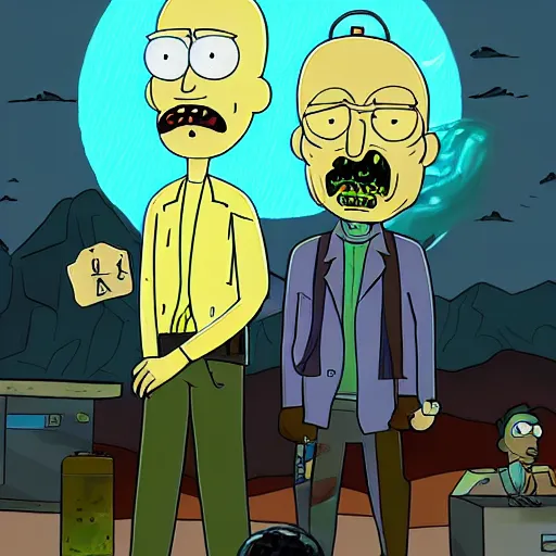breaking bad crossover with rick and morty, fan art