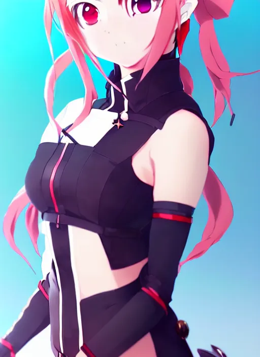 Image similar to anime portrait of kiana beautiful woman from honkai impact 3 rd from skyrim, ilya kuvshinov, anime, pixiv top monthly, trending on artstation, cinematic, danbooru, zerochan art, kyoto animation