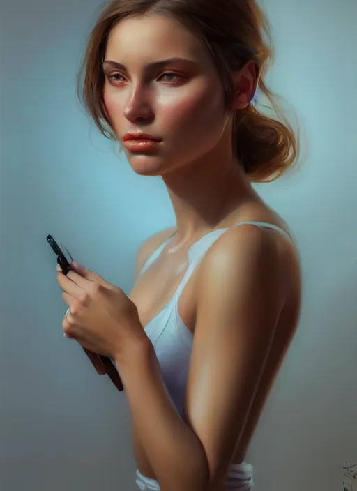 Image similar to portrait of a gorgeous young woman in the style of stefan kostic, artstation, concept art, realistic photo, sharp focus, 8k high definition, insanely detailed, intricate, elegant