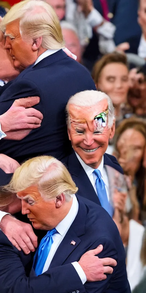 Image similar to donald trump giving joe biden a warm and loving hug